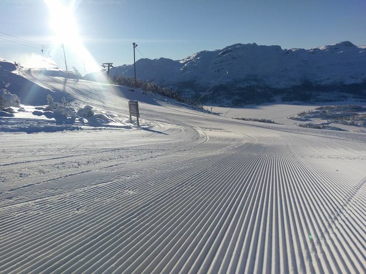 -5 og strålende sol! 
Fantastiske forhold i bakke.