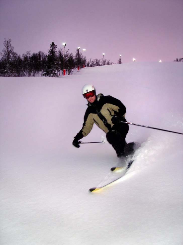en helt tom pist med 15 cm nysnö. Foto: Lennart Berggren. Åkare: Sam Eketorp.