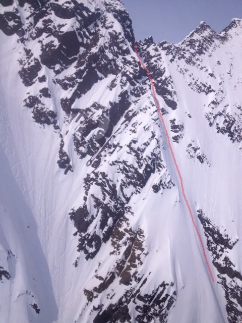First descent i Cordova Alaska. Namn: Swedish Dogs. Foto: JA. Åkare: Jag, Markus K, Jojjo, Z, Legendaren och Mad Dog.
