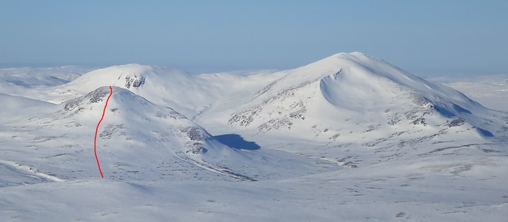 Norder Tväråklumpens konvexa snöfält. . Foto: Mattias Skantz.