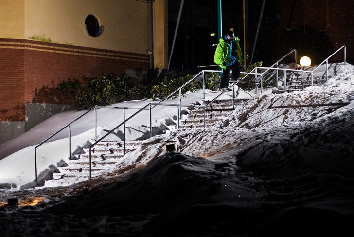 Erik shreddar fett och jag bränner av en salva os. Foto: Magnus Karlsson. Åkare: Erik Pousette.