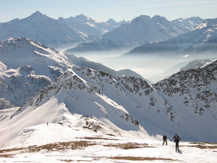Sista biten av toppen till Testa dei Fra i Aosta.. Foto: Christian Türk. Åkare: Skidfantaster.