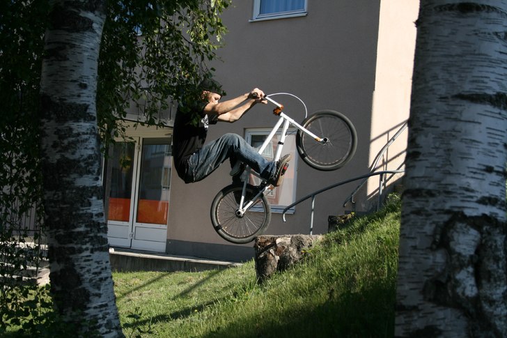 abubaca på en stubbe . Foto: alex sverin. Åkare: simon rönnestrand.