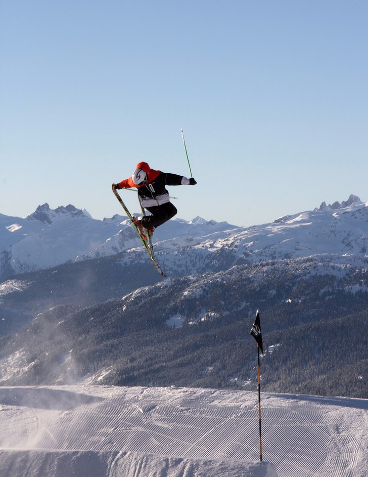 Blackcomb parken bjöd på en solig dag.. Foto: John Hedlund. Åkare: Jesper Vestman.
