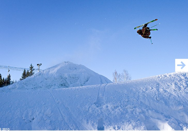 Sykt ladd på slopestyle tävlingen i Edsbyn.

h. Foto: Thomas Lundman. Åkare: Olov Engström.