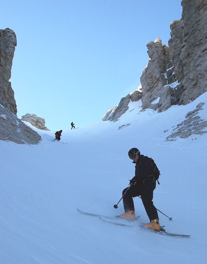 I colouiren på väg ner i Val Mezdi. Foto: Franseco Tremolada. Åkare: Three Amigos.