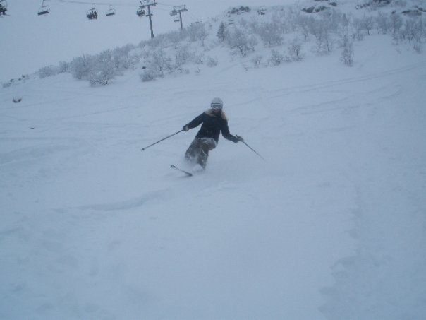 Härligt med off-piste!. Foto: Sanna Wikberg. Åkare: Hanna Sigland.