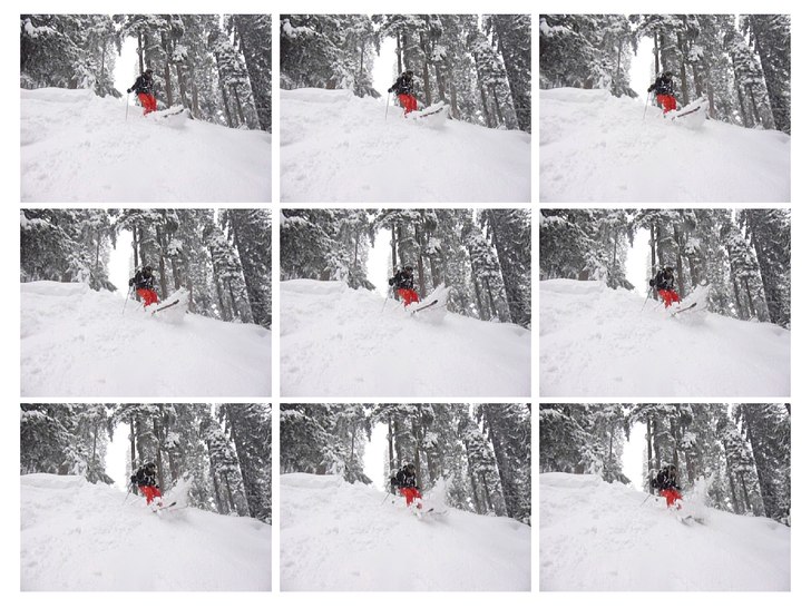 En snöig dag bland många i Gulmarg. Foto: Pär Wikström. Åkare: Adam Hedström.