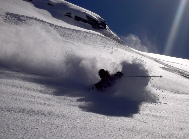 Motljus under Cime du Caron. Foto: Joakim Wiberg. Åkare: Okänd.