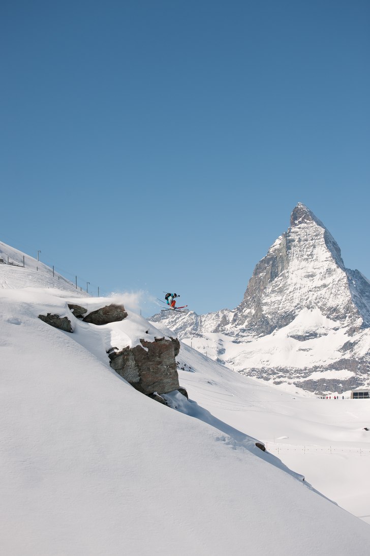 Fet klippa under Gornergrat. Foto: Hans Sellberg. Åkare: Christian Fickler.