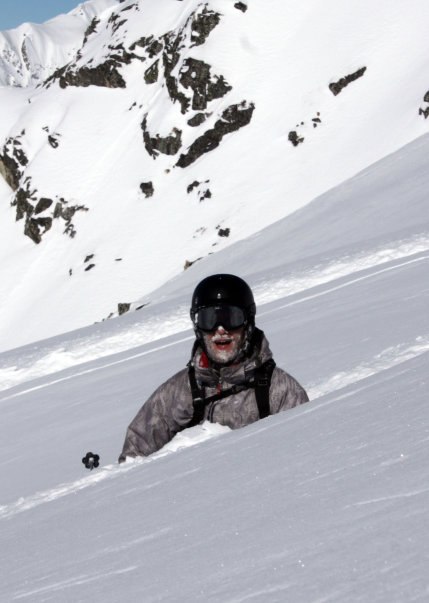 Just landat i midjehögt puder! Lycklig som få!. Foto: Petter Berggrund.