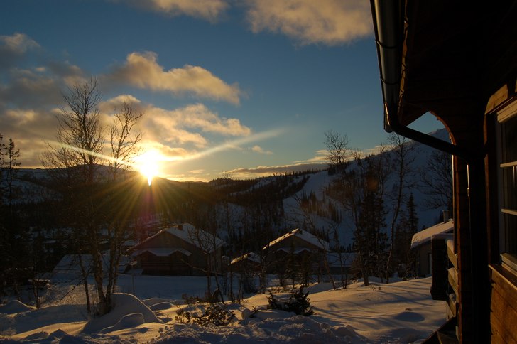 Utsikt från stugan i skalet. Foto: Johanna Grundberg.