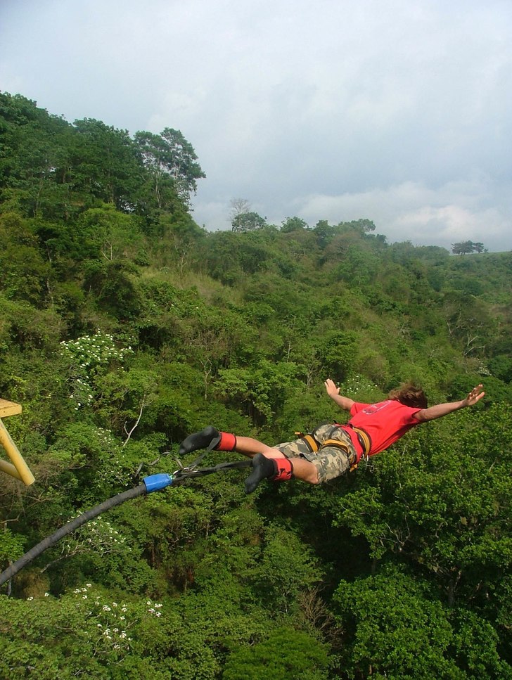 Bilden tagen direkt efter uthoppet vid bungyjump �. Åkare: Gustav Olin.