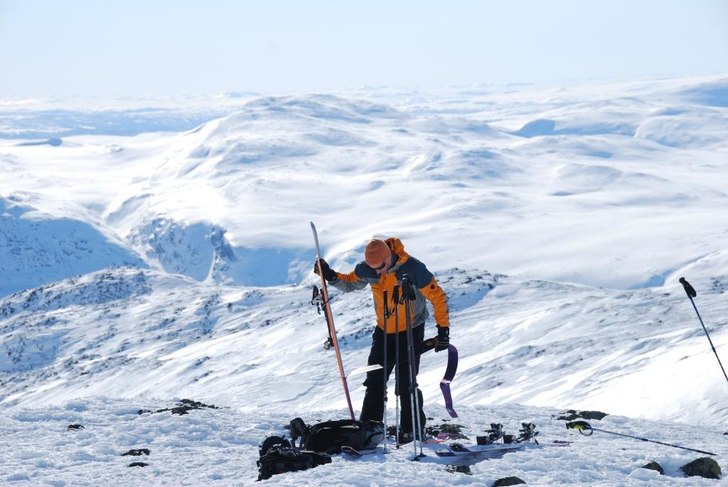En härlig topptur på påskafton med milsvid utsi. Foto: Monica Eriksson. Åkare: Anders Merenius.
