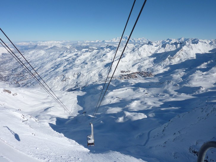 Mt.Blanc i bakgrunden, Val Thorens i dalen..
