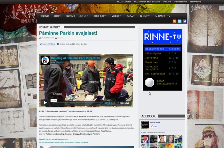 Building Påminne Park video på Slammer.fi. Foto: -.