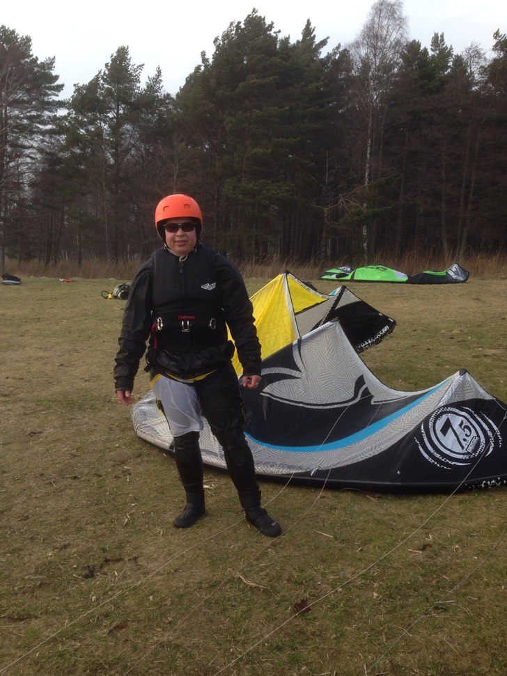 Min första Kite i vatten i år var inte så kallt. Foto: Dalton. Åkare: Dalton.