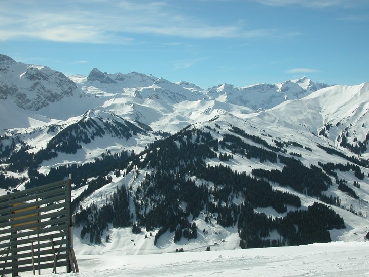 Utsikt fraan Tschenten Alp mot Adelboden. Foto: Peo Hamrin.