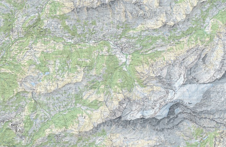 Topografi över Villars och Gryon. Notera skalan.. Foto: Mats Näslund. Åkare: Ej angivet.