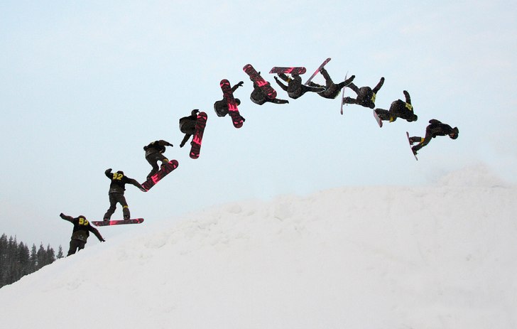 Vinnaren i snowboardklassen i Ski Fix Big Air 30-3. Foto: Ronald Lahti. Åkare: Kristoffer Hendler.
