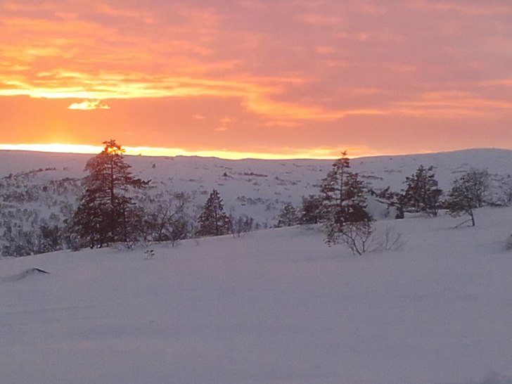 solen på vei ned  mann blir nesten rørt.
Miner o.