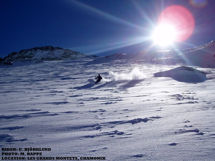 En helt lysande dag i Chamonix!. Foto: Magnus Rappe. Åkare: Gustav Björklund.