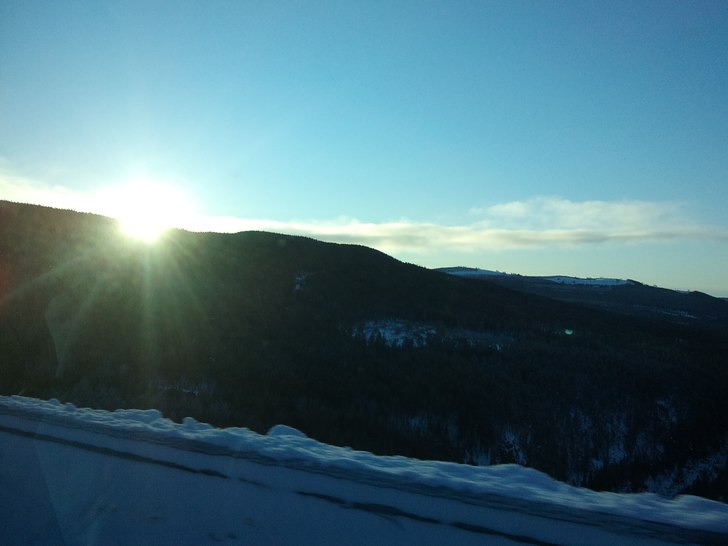 På väg till isfallet, -27, vind ca 8-10m/s.
Van. Foto: Johan.