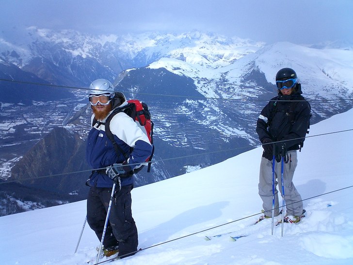 Jag å petter i en pose. Foto: Niclas Bardh. Åkare: Petter Mildh å jag.