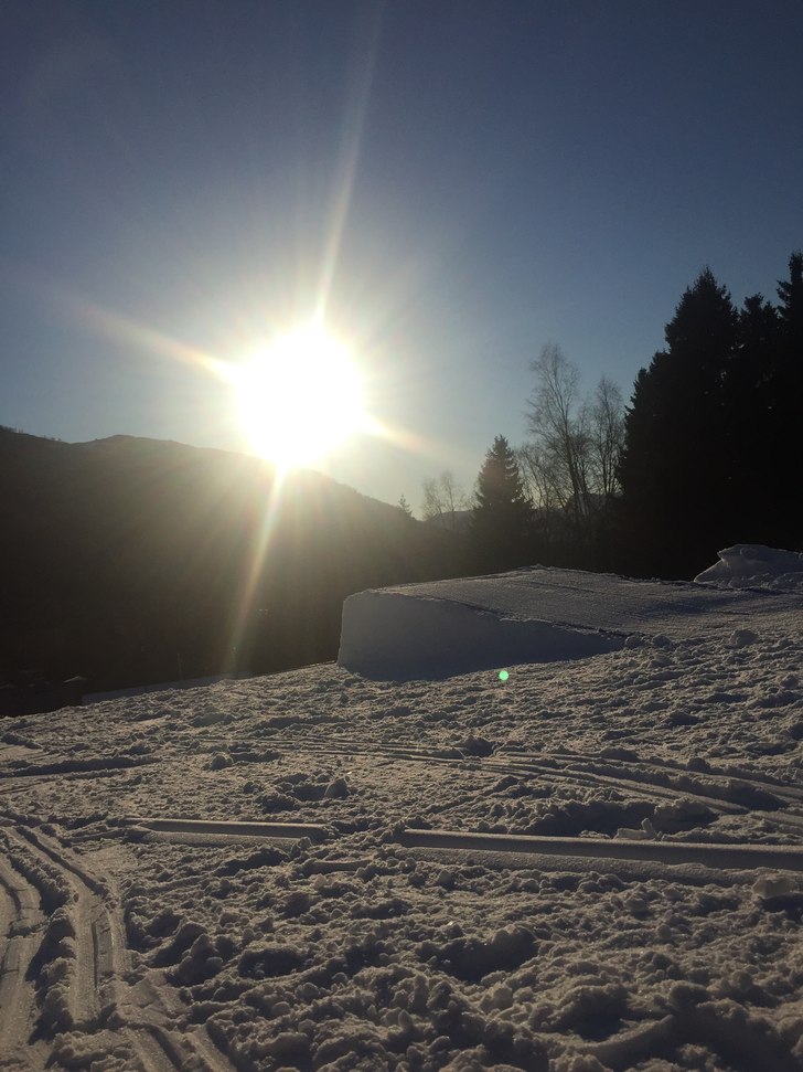 Minusgrader, sol og fine forhold søndag morgon. 
.
