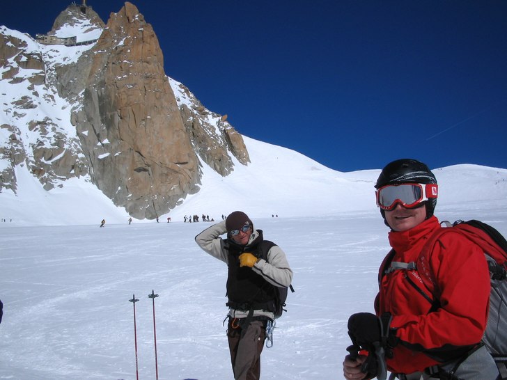 Jag och guiden Romain nere i vallé blanche.. Foto: Karin Ekström. Åkare: Stefan och Romain.