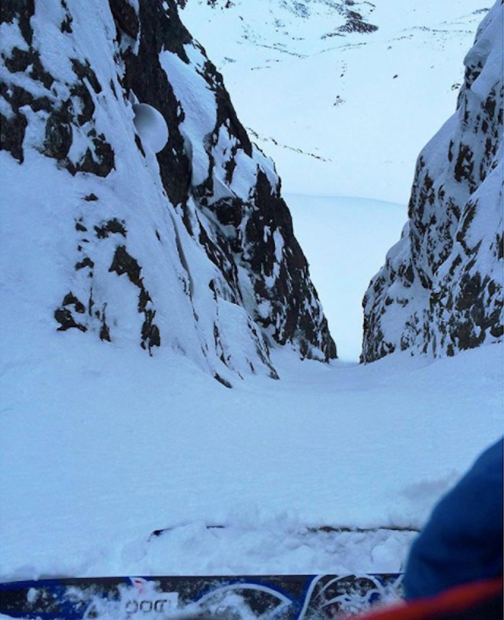Mitten av rännan här är den inte extremt brant . Foto: Björn Gund.