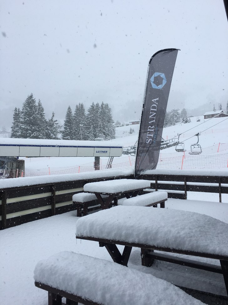 Onsdag 5.April
20cm nysnø på toppen, 10cm nede..