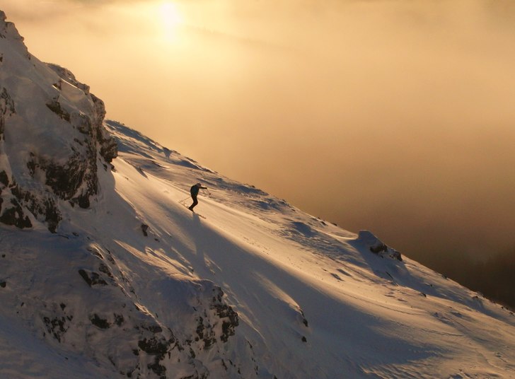 Östra ravin 2 min innan lavinen.... Foto: Rickard Olsson. Åkare: Niklas W.