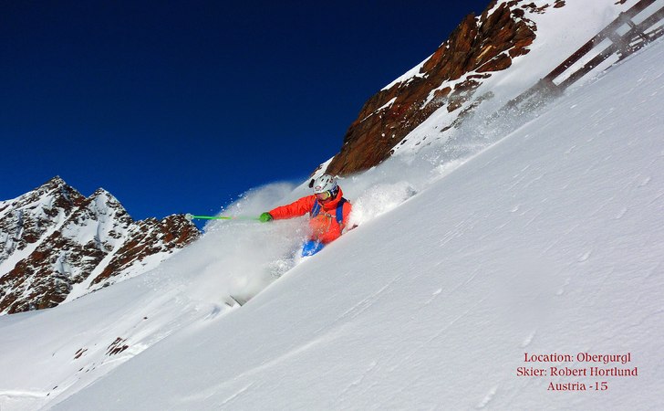 Bluebird Morning i Obergurgl!. Foto: Karin Lindgren. Åkare: Robert Hortlund.