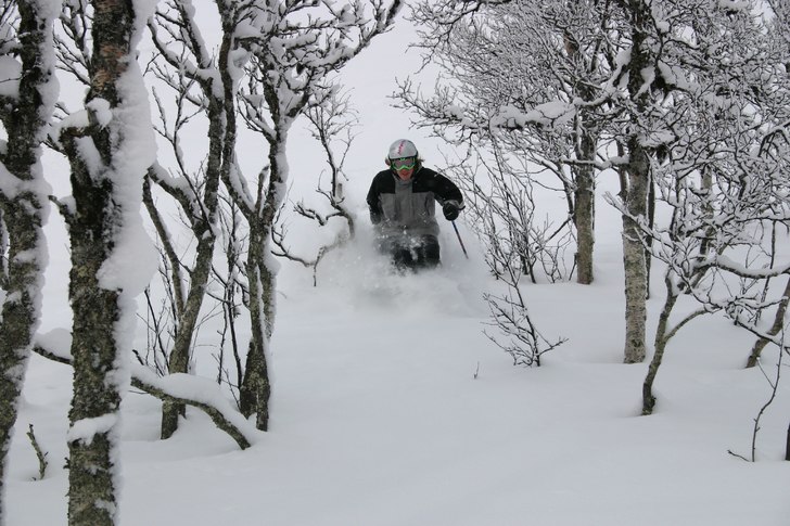 Efter ett par dagars snöande så var man glad =). Foto: Tomas Johansson. Åkare: Gustav Ekroth.