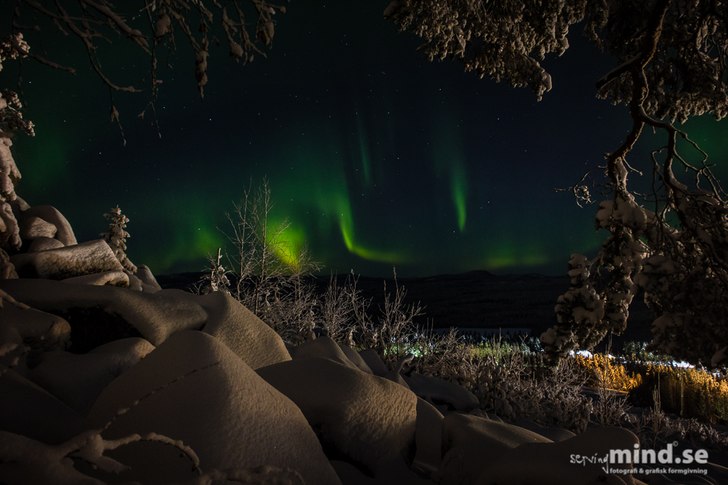 Norrsken sett från Kanisbacken. Foto: Marcel Köppe.