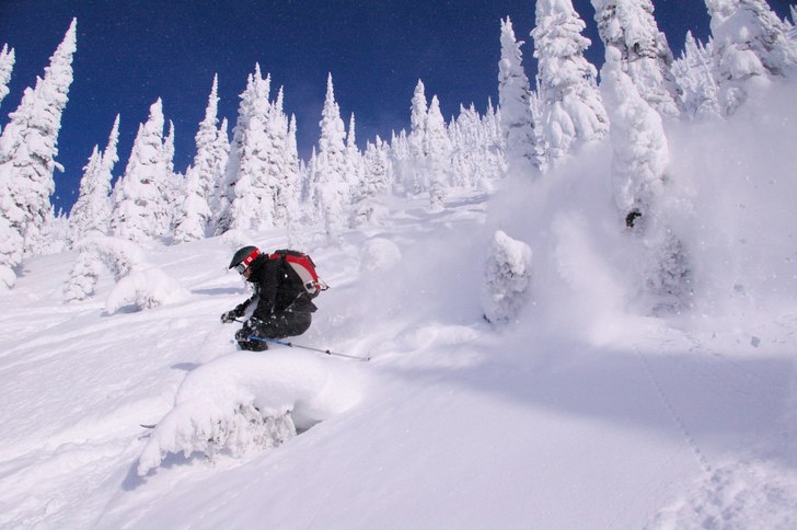 Lite snösprut och häftiga granar me en massa sn�. Foto: Martin Männer. Åkare: Johan Olofsson.