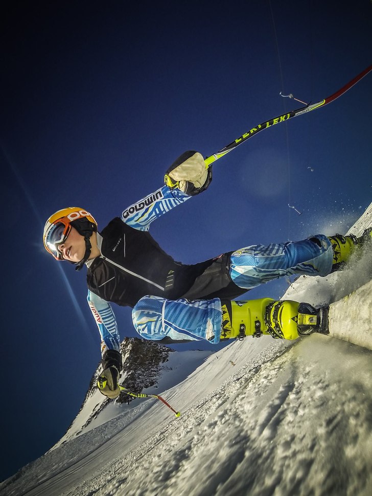 Kul med friåkningsövningar! Pappa testar GoPron.