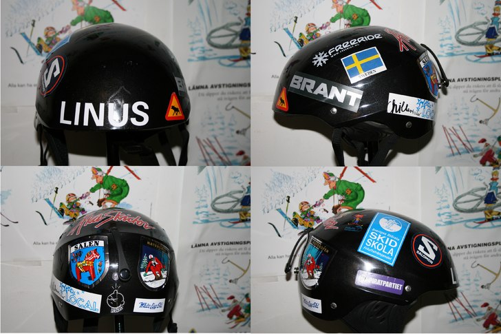 Klistermärkesmanin antar oanade höjder. :-). Foto: Linus Wallin. Åkare: Hjälm.