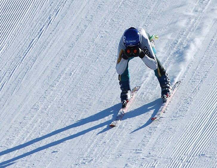 Jag under Sm i Speedski 2004 kom 2:a i standardkla. Foto: Svenska Speedski Förbundet. Åkare: Marcus Laggar.