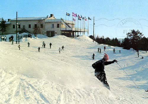 Den numera övergivna slalombacken på Högliden i. Foto: Sockenbilder Hudiksvall.