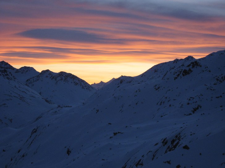 Solnedgång från Albert Heim Hütte i Andermatt-G.
