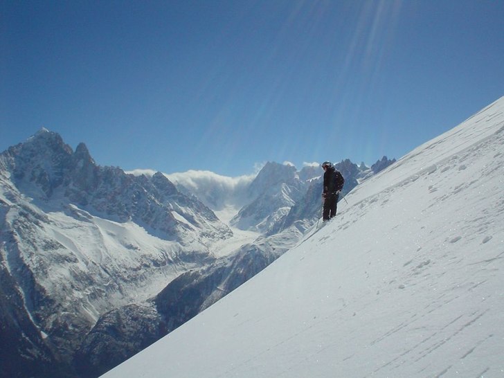 Col de lac noir med utsik över Valle Blanch och i. Foto: Mikael Johansson. Åkare: Gustaf Borgudd.