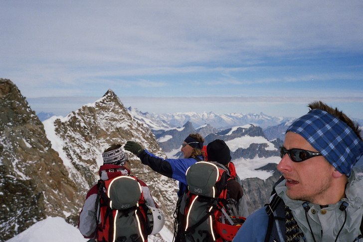 Toppbild på Monte Rosa, 4556 m
Alpinkurs med UCP. Foto: Fredrik Bergstedt.