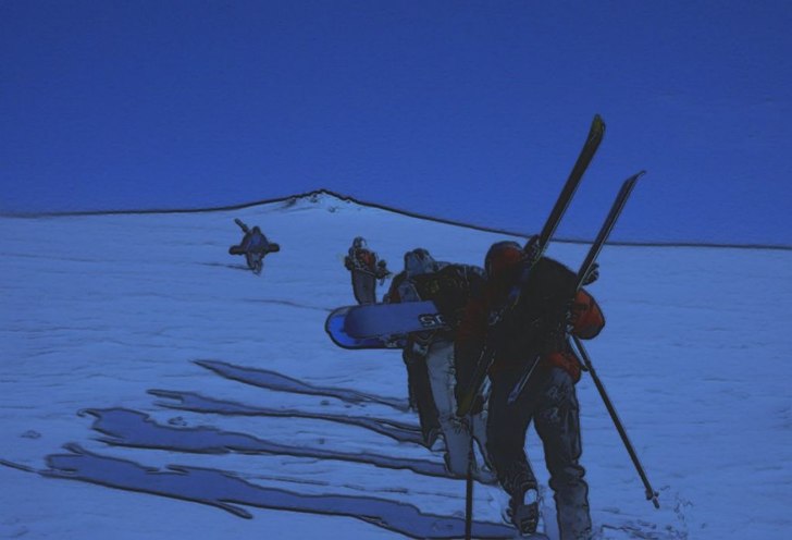 Kungsliften upp, sedan 20 minuters lätt vandring . Foto: Patrik Viklund. Åkare: Hemavan gänget.