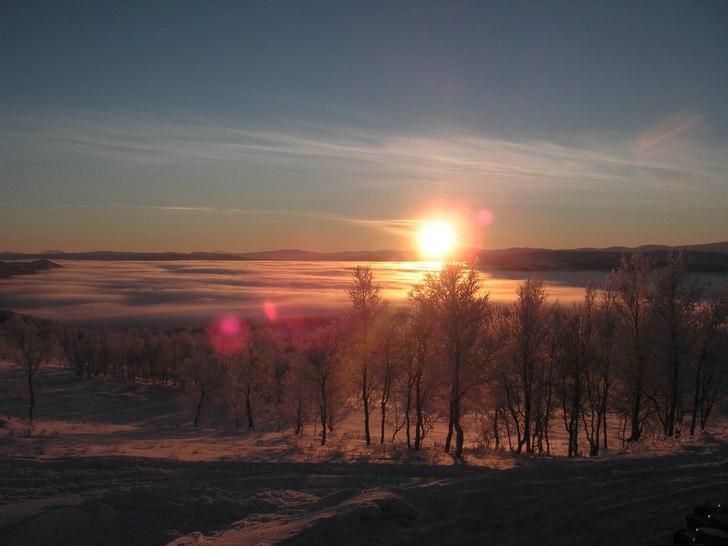 Solnedgång klockan 13.27 . Foto: Sven.