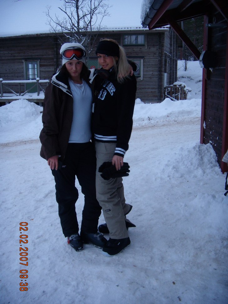 malin och jag påväg till backen. Åkare: Malin+jag.