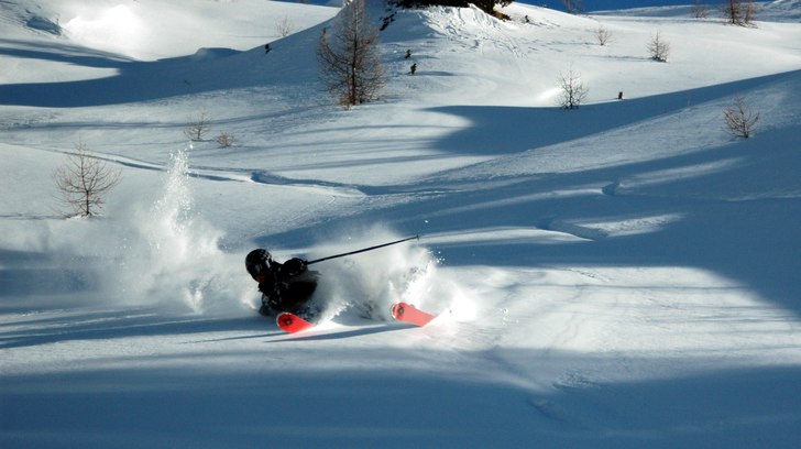 Pudersväng mellan skuggorna . Foto: Teddi. Åkare: Niklas Kull.