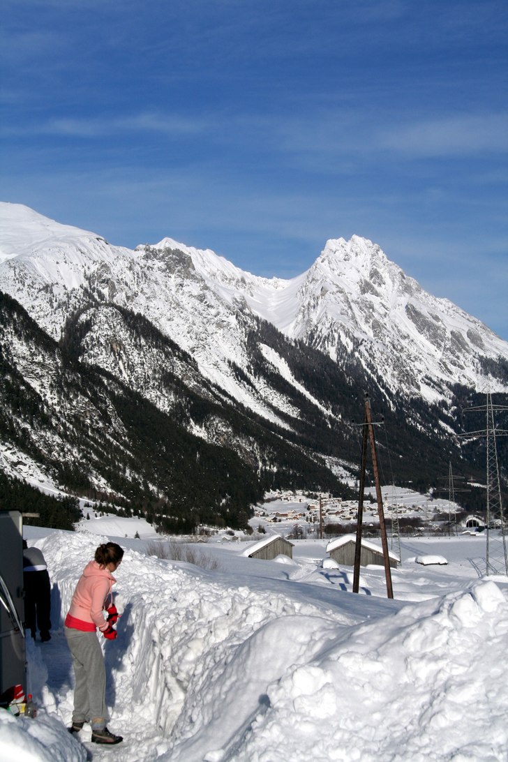 De e gööt å skotta snö med sån här utsikt!!. Foto: Nicklas Holmberg. Åkare: Joanna.