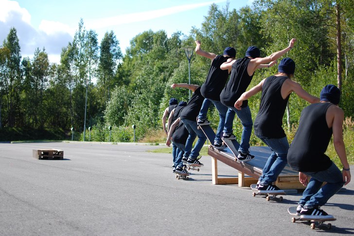 Fs 5-0 på en egenbyggd yta vid högskolan i Pite�. Foto: Anton Svanborg. Åkare: Filip Granberg.
